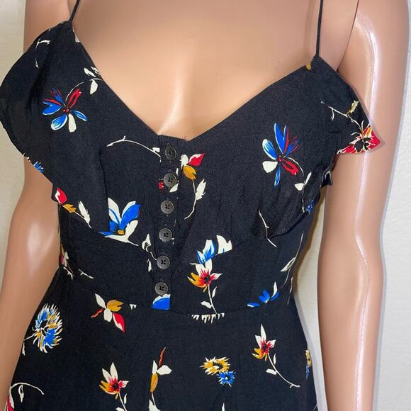 Kimchi Blue Urban Outfitters Floral Printed Romper Dress black floral print SZ 2 - Picture 6 of 12